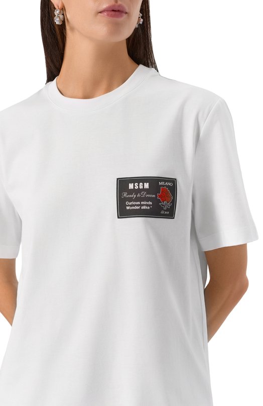 Хлопковая футболка MSGM 3940MM118/257798 Белый  3940MM118/257798 Фото 5