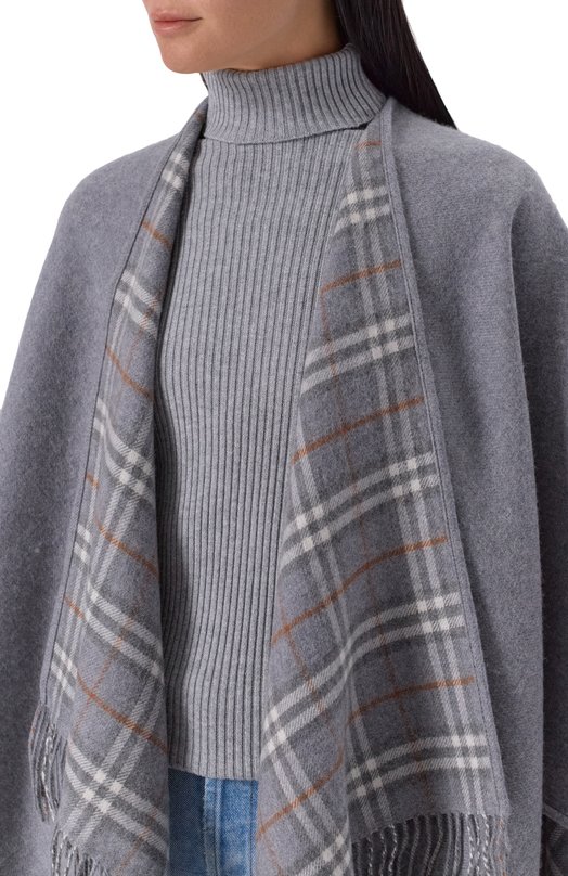 Шерстяная накидка Burberry 8071675 Серый  8071675 Фото 5