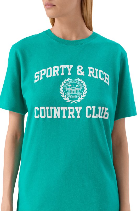 Хлопковая футболка Sporty and Rich T0089625218GR37 Зелёный  T0089625218GR37 Фото 5