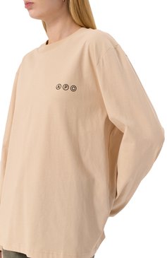 Женская хлопковый лонгслив A.P.C. бежевого цвета, арт. C0HBM-M26438 | Фото 5 (Драгоценные камни: Проставлено; Длина (для топов): Стандартные; Рукава: Длинные; Материал сплава: Проставлено; Стили: Кэжуэл; Материал внешний: Хлопок; Принт: С принтом)