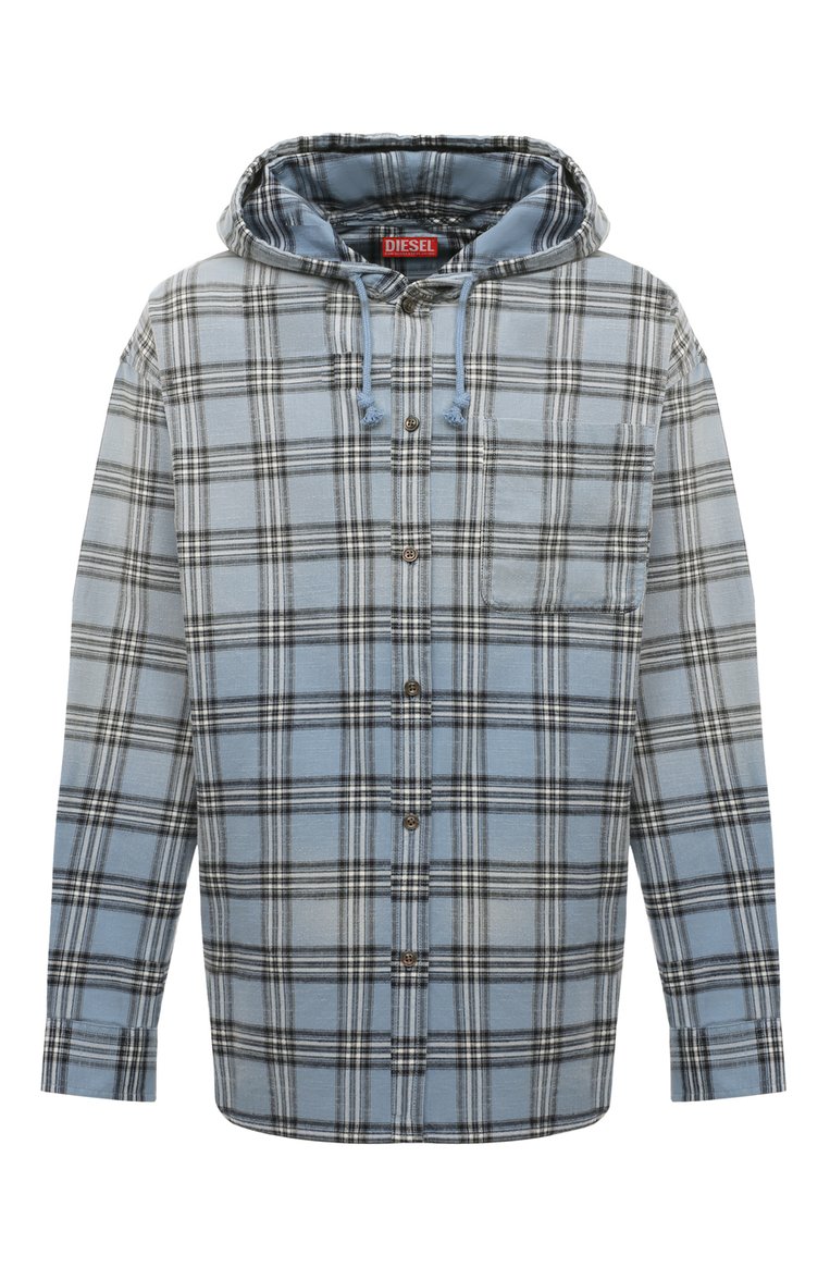 Мужская голубая хлопковая рубашка DIESEL купить в интернет-магазине ЦУМ ...