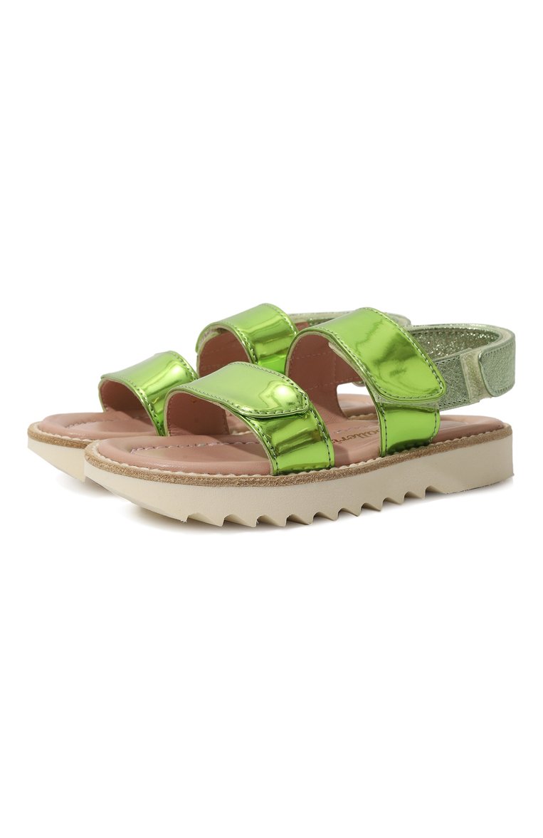 Детские сандалии PRETTY BALLERINAS зеленого цвета, арт. 49893 | Фото 1 (Нос: Не проставлено; Материал внешний: Экокожа; Материал внутренний: Натуральная кожа; Автоматизация состава: Проставлено)