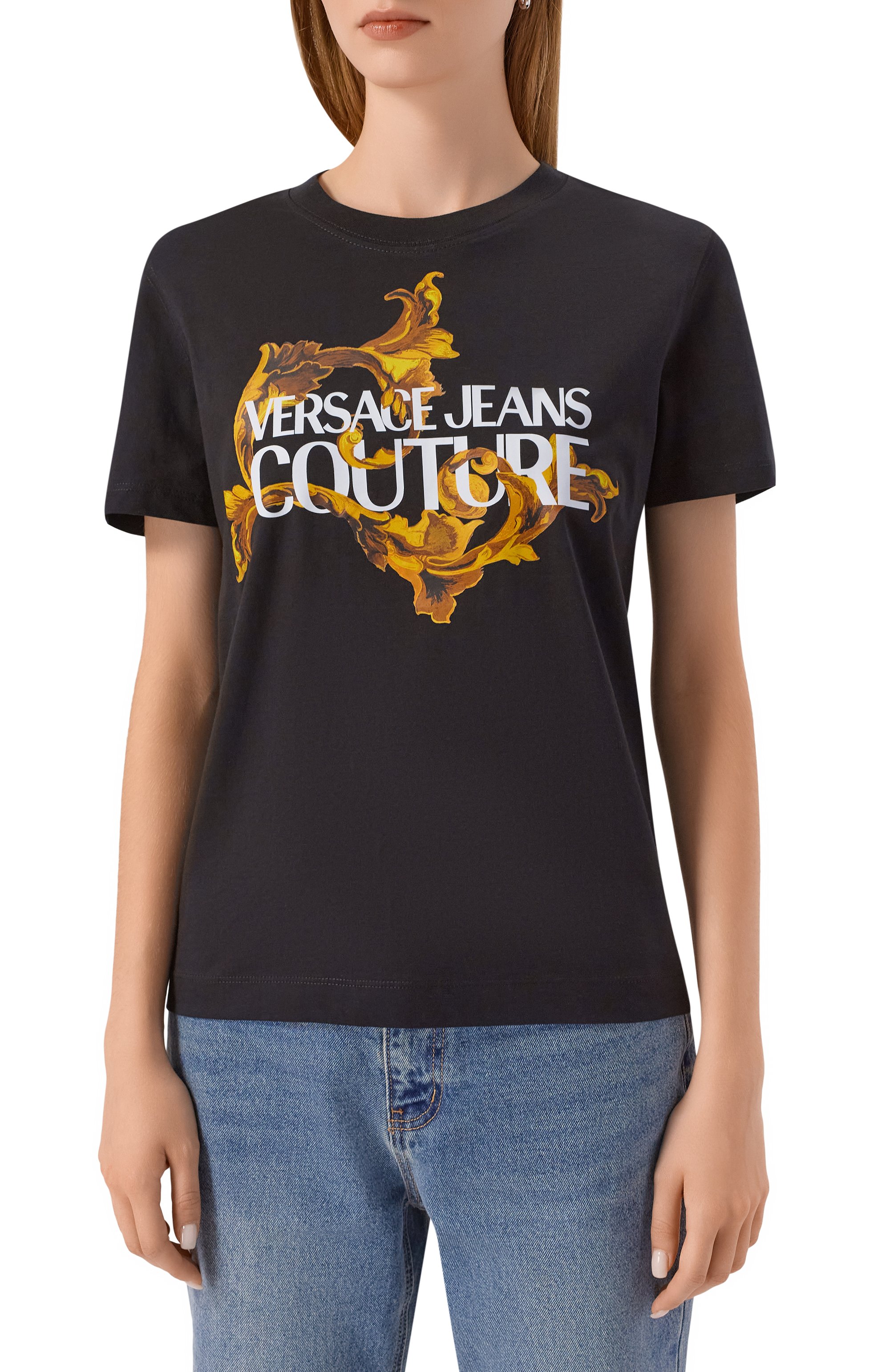 Хлопковая футболка VERSACE JEANS COUTURE, арт. 79HAHE06/CJ00E, фото 3