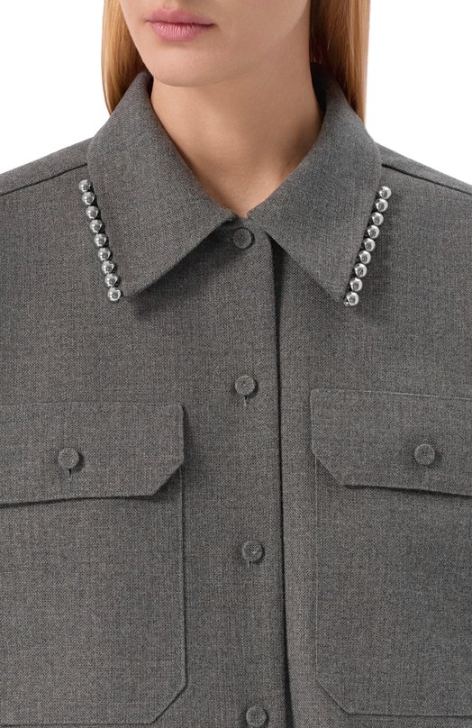 Шерстяная рубашка Jil Sander J03DL0210/J41557 Серый  J03DL0210/J41557 Фото 5
