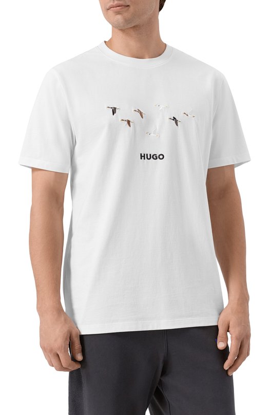 Хлопковая футболка HUGO 50549154 Белый  50549154 Фото 3