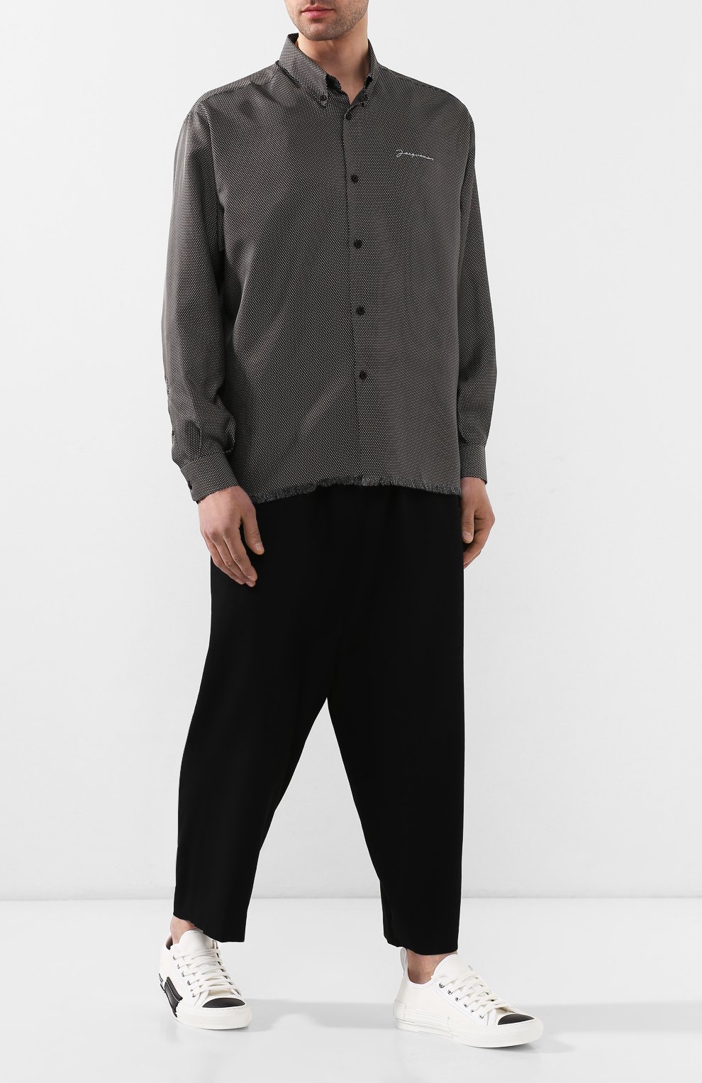 Шелковая рубашка JACQUEMUS черно-белого цвета по цене 67500 руб., арт. 195SH04/3099D, фото 2 Шелковая рубашка JACQUEMUS, арт. 195SH04/3099D, фото 2