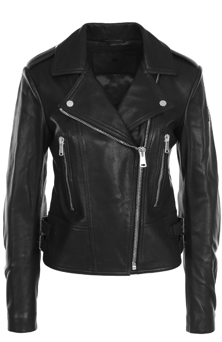 Женская черная приталенная кожаная куртка с косой молнией BELSTAFF ...