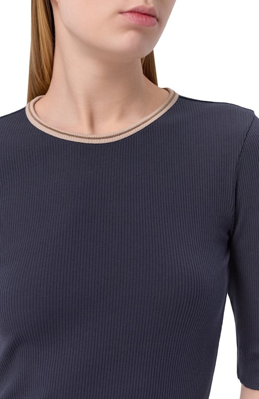 Хлопковый пуловер Brunello Cucinelli MG902D0300 Синий  MG902D0300 Фото 5