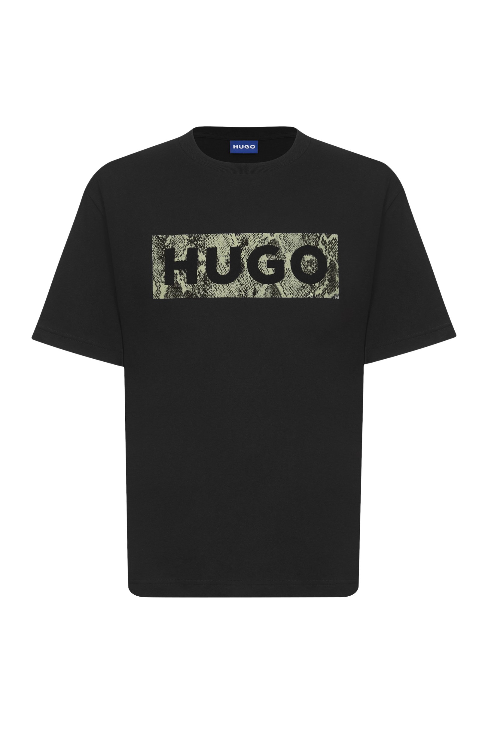 Хлопковая футболка HUGO BLUE черного цвета по цене 5475 руб., арт. 50566041, фото 1 Хлопковая футболка HUGO BLUE, арт. 50566041, фото 1