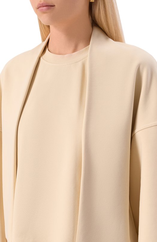 Хлопковый свитшот Sportmax MINNIE Кремовый  MINNIE Фото 5
