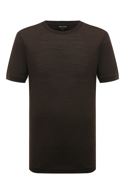 Шерстяная футболка Giorgio Armani 3RSM60/SJAQZ Коричневый 3RSM60/SJAQZ