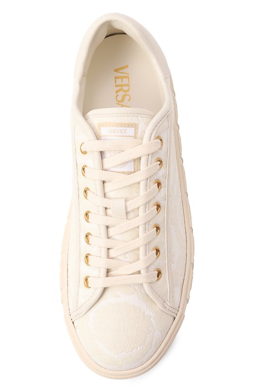 Текстильные кеды Barocco Greca Versace 1013568/1A09449 Кремовый  1013568/1A09449 Фото 6