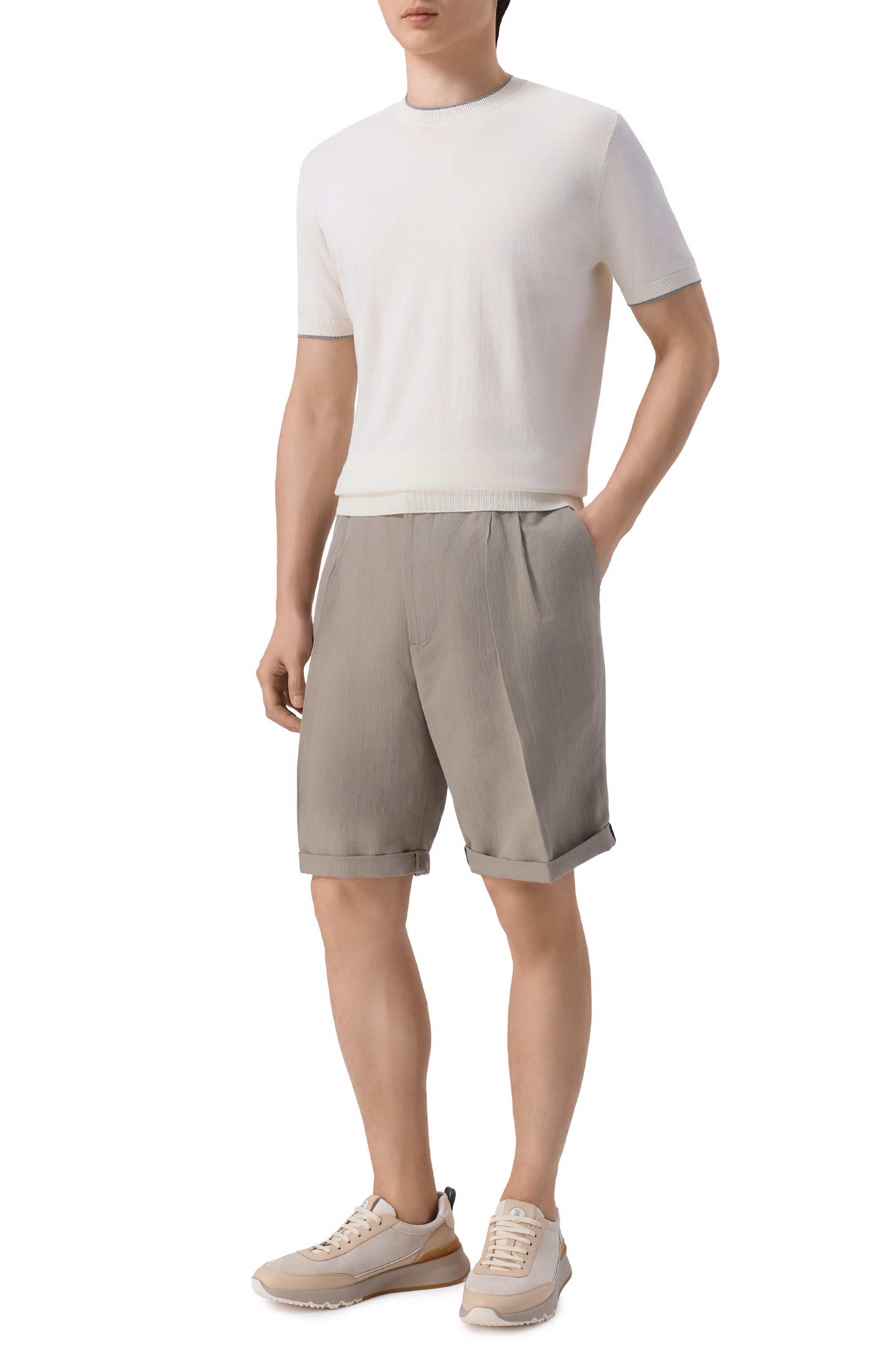 Шорты изо льна и хлопка BRUNELLO CUCINELLI, арт. MH255U0020, фото 2