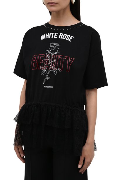 Хлопковая футболка REDVALENTINO черного цвета по цене 36050 руб., арт. WR3MG11B/61S, фото 3 Хлопковая футболка REDVALENTINO, арт. WR3MG11B/61S, фото 3