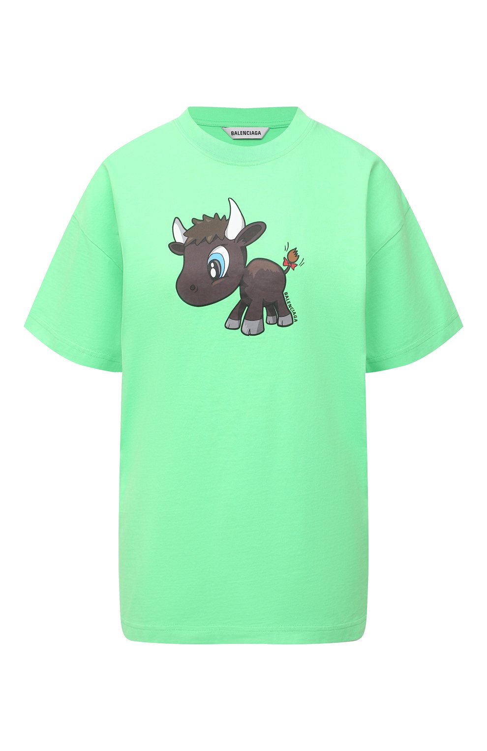 Хлопковая футболка BALENCIAGA зеленого цвета по цене 39950 руб., арт. 612965/TJVM9, фото 1 Хлопковая футболка BALENCIAGA, арт. 612965/TJVM9, фото 1