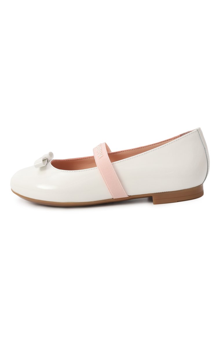 Детские кожаные балетки DOLCE & GABBANA белого цвета, арт. D11294/A4831/29-36 | Фот�о 2 (Материал сплава: Проставлено; Материал внешний: Натуральная кожа; Нос: Не проставлено; Материал внутренний: Натуральная кожа)