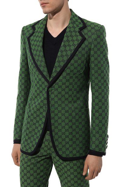 Хлопковый пиджак GUCCI зеленого цвета по цене 360000 руб., арт. 644367 ZKU09, фото 3 Хлопковый пиджак GUCCI, арт. 644367 ZKU09, фото 3