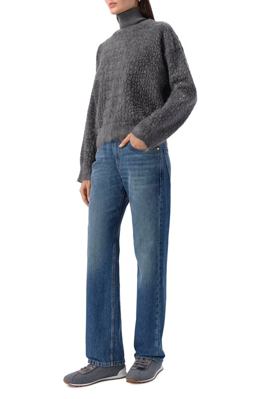 Текстильные кроссовки Brunello Cucinelli MZ26G3031P Серый  MZ26G3031P Фото 3