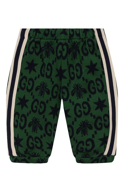 Хлопковые джоггеры GUCCI зеленого цвета по цене 35150 руб., арт. 575043/XJA99, фото 1 Хлопковые джоггеры GUCCI, арт. 575043/XJA99, фото 1