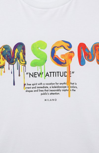 Хлопковая футболка MSGM KIDS белого цвета по цене 6685 руб., арт. F3MSJBTH168, фото 3 Хлопковая футболка MSGM KIDS, арт. F3MSJBTH168, фото 3