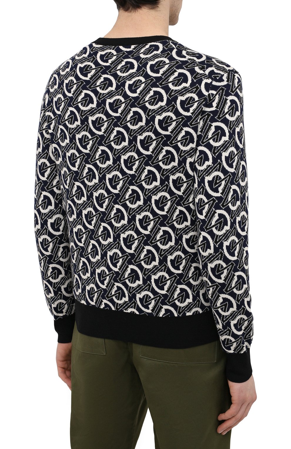 Хлопковый джемпер MONCLER темно-синего цвета по цене 36200 руб., арт. G1-091-9C762-00-V9157, фото 4 Хлопковый джемпер MONCLER, арт. G1-091-9C762-00-V9157, фото 4