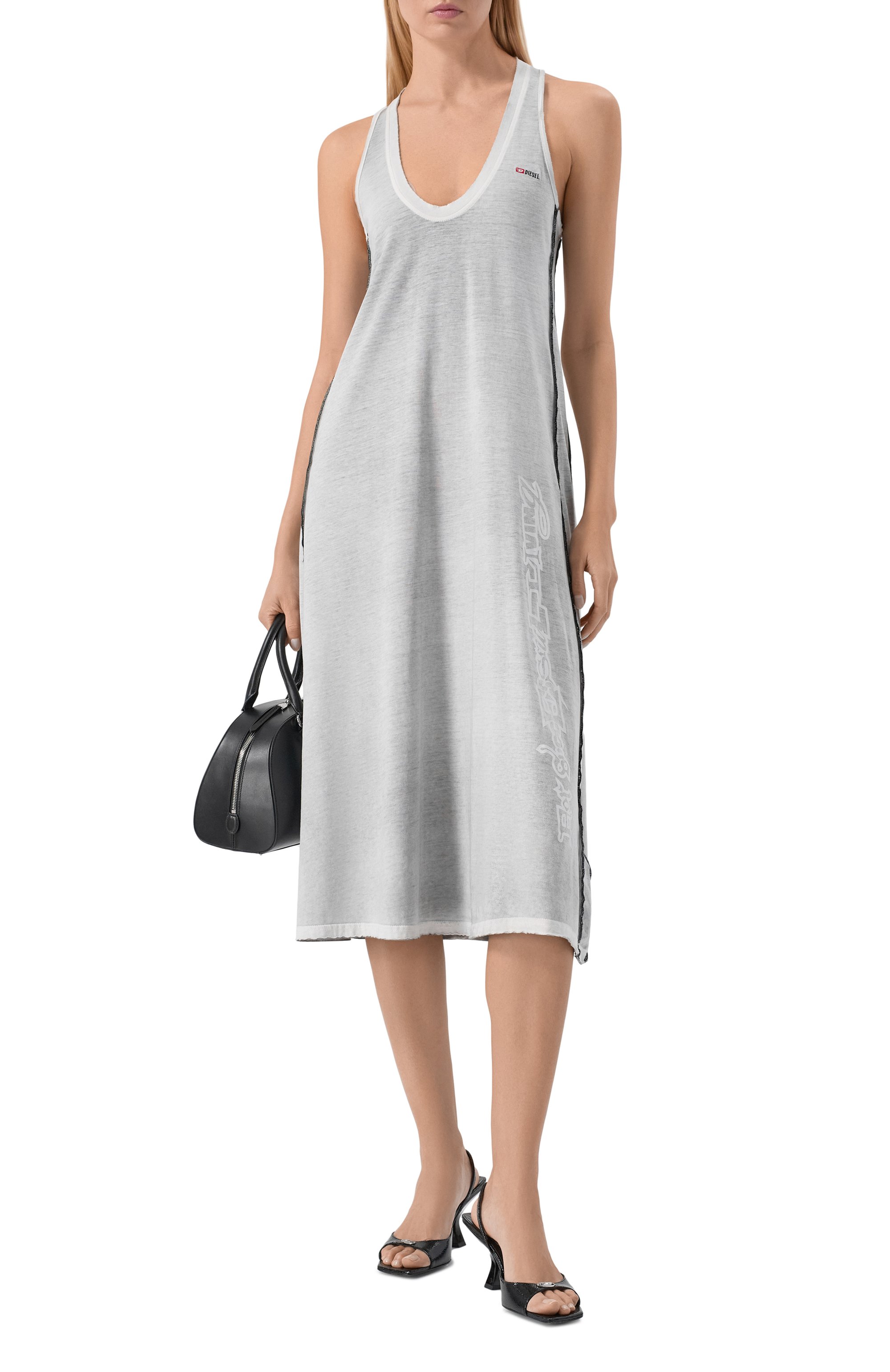 Хлопковое платье DIESEL серого цвета по цене 24100 руб., арт. A20365/0BMCC, фото 2 Хлопковое платье DIESEL, арт. A20365/0BMCC, фото 2