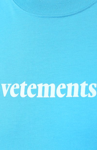 Футболка VETEMENTS синего цвета по цене 16450 руб., арт. SS20TR304 1610/W/BLUE, фото 5 Футболка VETEMENTS, арт. SS20TR304 1610/W/BLUE, фото 5