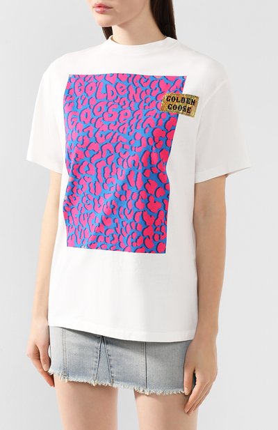 Хлопковая футболка GOLDEN GOOSE DELUXE BRAND белого цвета по цене 13650 руб., арт. G35WP124.G1, фото 3 Хлопковая футболка GOLDEN GOOSE DELUXE BRAND, арт. G35WP124.G1, фото 3