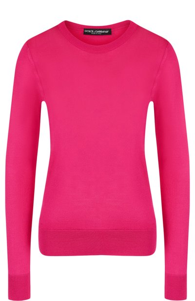 Женский однотонный шелковый пуловер с круглым вырезом DOLCE & GABBANA, арт. FX182T/JASED