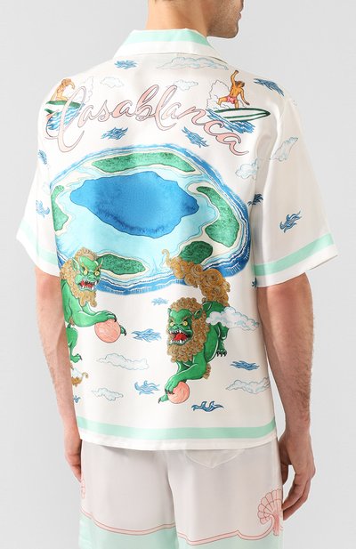 Шелковая рубашка CASABLANCA белого цвета по цене 51950 руб., арт. MS20-SH-003 SH0RT SLEEVE SHIRT S0UVENIR DE L`ARCHI, фото 4 Шелковая рубашка CASABLANCA, арт. MS20-SH-003 SH0RT SLEEVE SHIRT S0UVENIR DE L`ARCHI, фото 4