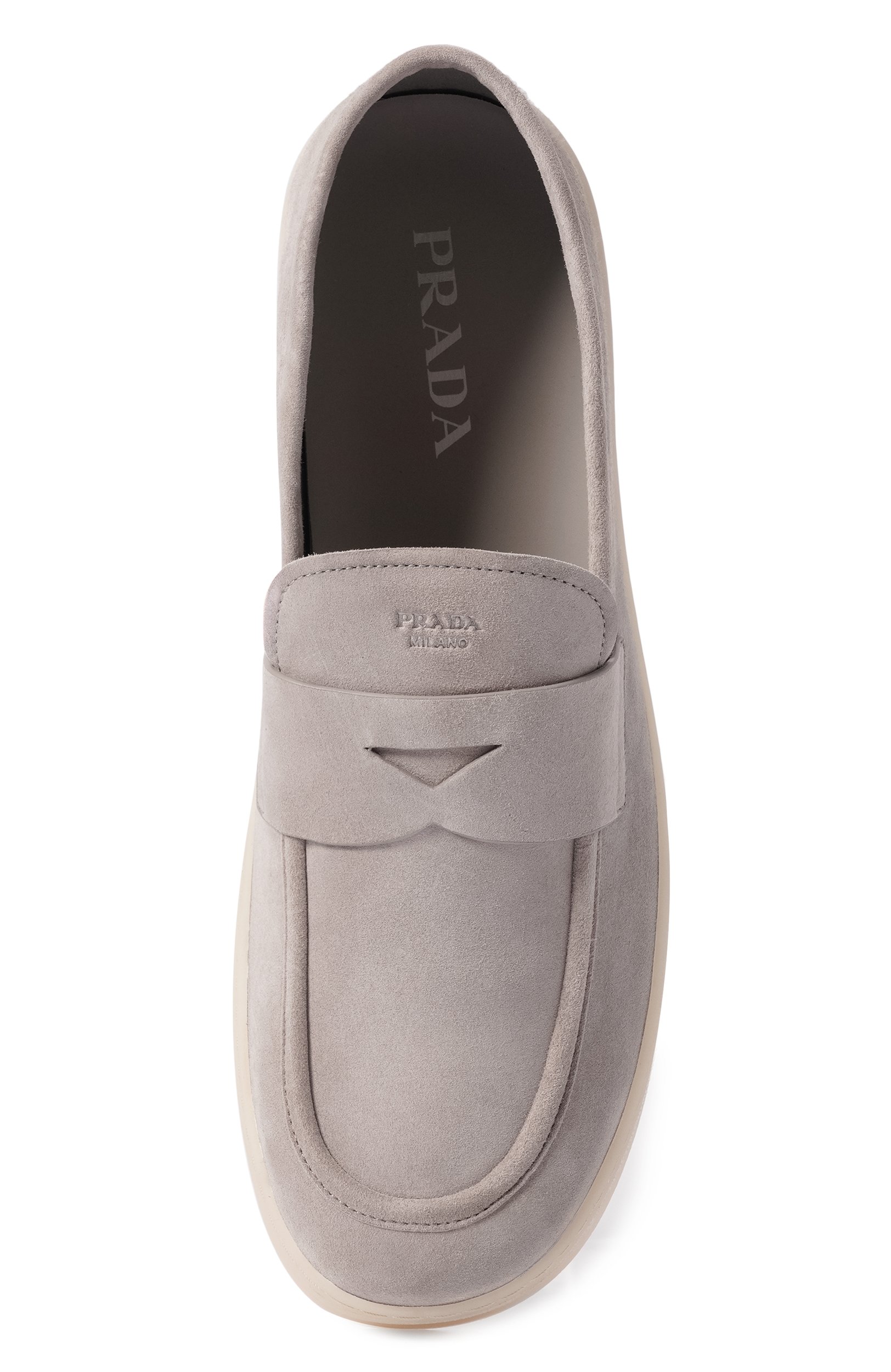 Замшевые лоферы PRADA серого цвета по цене 116000 руб., арт. 2DG166F/G000103, фото 5 Замшевые лоферы PRADA, арт. 2DG166F/G000103, фото 5