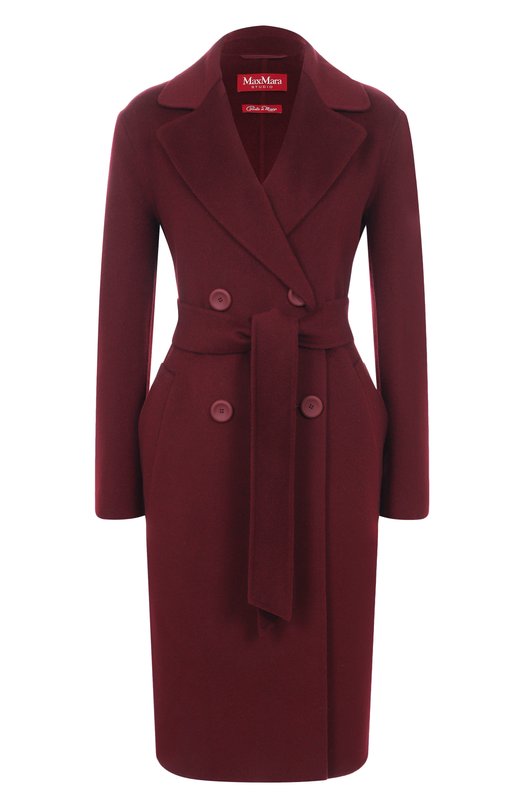 Пальто из шерсти и кашемира Max Mara Studio CANNETI Бордовый CANNETI