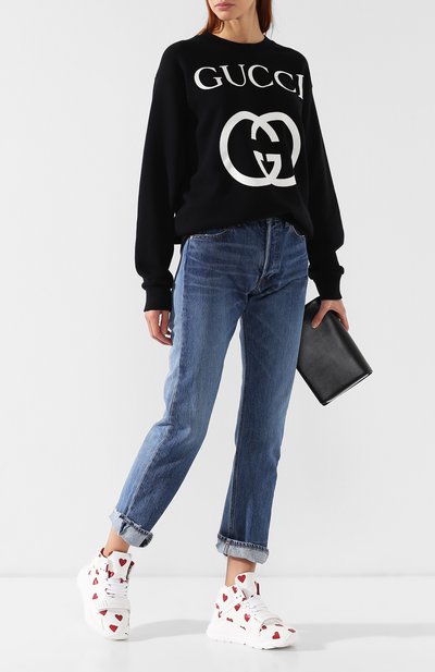 Хлопковый пуловер с логотипом бренда GUCCI черного цвета по цене 113760 руб., арт. 469250/X3Q25, фото 2 Хлопковый пуловер с логотипом бренда GUCCI, арт. 469250/X3Q25, фото 2