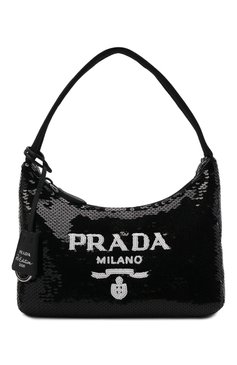 Женская сумка re-edition 2000 PRADA черно-белого цвета, арт. 1NE515-2D0Y-F0967 | Фото 1 (Сумки-технические: Сумки top-handle; Материал сплава: Проставлено; Материал: Текстиль; Драгоценные камни: Проставлено; Размер: small)