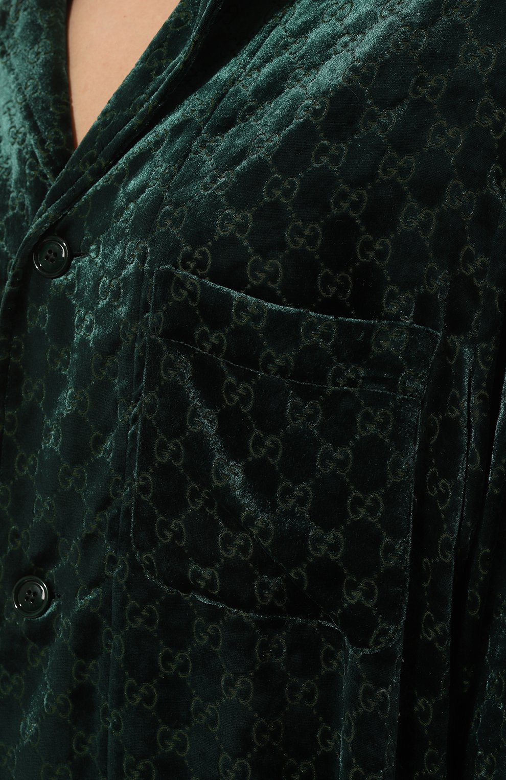Бархатная рубашка GUCCI изумрудного цвета по цене 201600 руб., арт. 675827 ZAHGE, фото 5 Бархатная рубашка GUCCI, арт. 675827 ZAHGE, фото 5