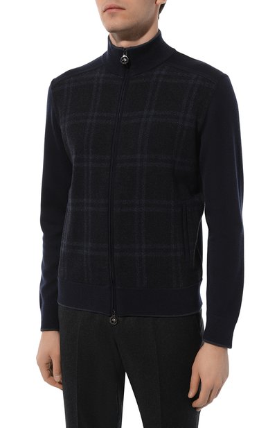 Кардиган из кашемира и шерсти STEFANO RICCI темно-синего цвета по цене 439500 руб., арт. KJ06875R31/J23405, фото 3 Кардиган из кашемира и шерсти STEFANO RICCI, арт. KJ06875R31/J23405, фото 3