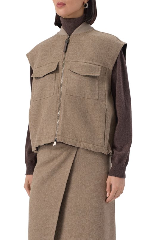 Шерстяной жилет Brunello Cucinelli MP565HZ906 Бежевый  MP565HZ906 Фото 3