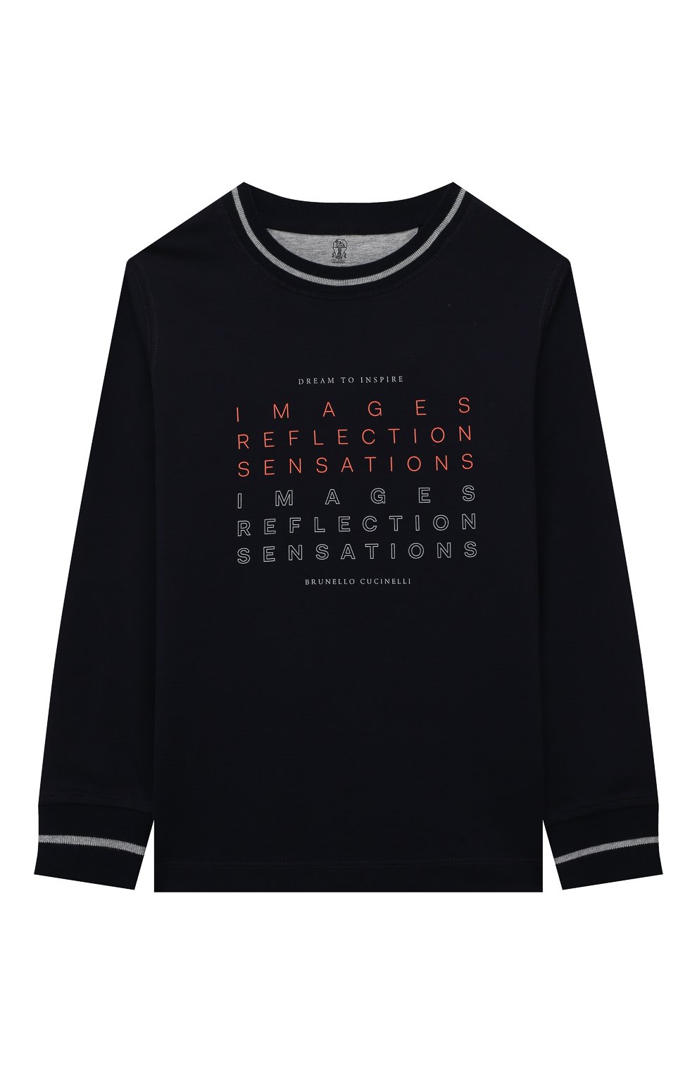 Хлопковый лонгслив BRUNELLO CUCINELLI темно-синего цвета по цене 23200 руб., арт. B0T61T108A, фото 1 Хлопковый лонгслив BRUNELLO CUCINELLI, арт. B0T61T108A, фото 1