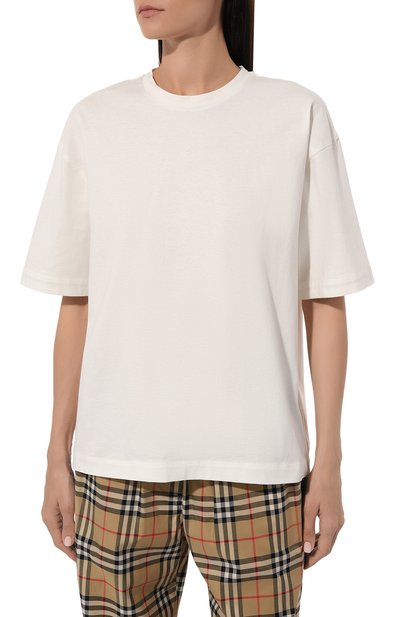 Хлопковая футболка BURBERRY белого цвета по цене 71950 руб., арт. 8084783, фото 3 Хлопковая футболка BURBERRY, арт. 8084783, фото 3