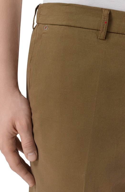 Брюки из хлопка и шелка Kiton UFPPERK0607H Хаки  UFPPERK0607H Фото 5