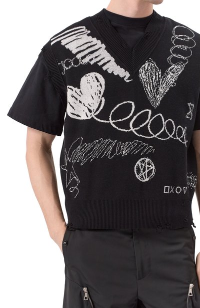 Жилет из хлопка и шерсти WHO_AM, арт. MV1-WIM1-BLK, фото 5