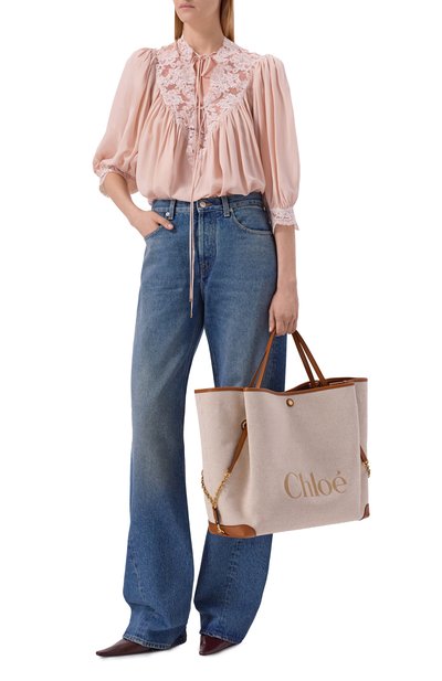 Сумка-тоут clover large CHLOÉ коричневого цвета по цене 213000 руб., арт. CH26AS654S63, фото 3 Сумка-тоут clover large CHLOÉ, арт. CH26AS654S63, фото 3