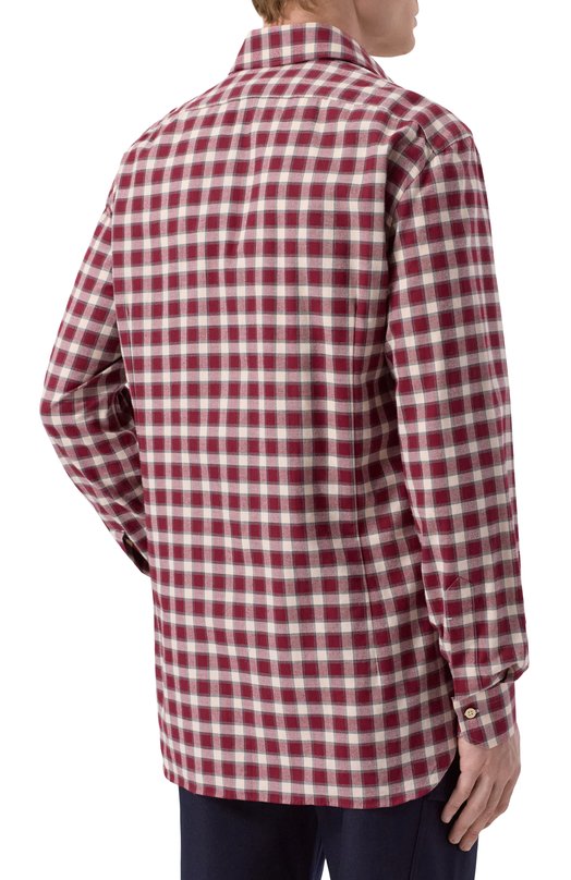 Хлопковая рубашка Kiton UCCH0943905 Бордовый  UCCH0943905 Фото 4