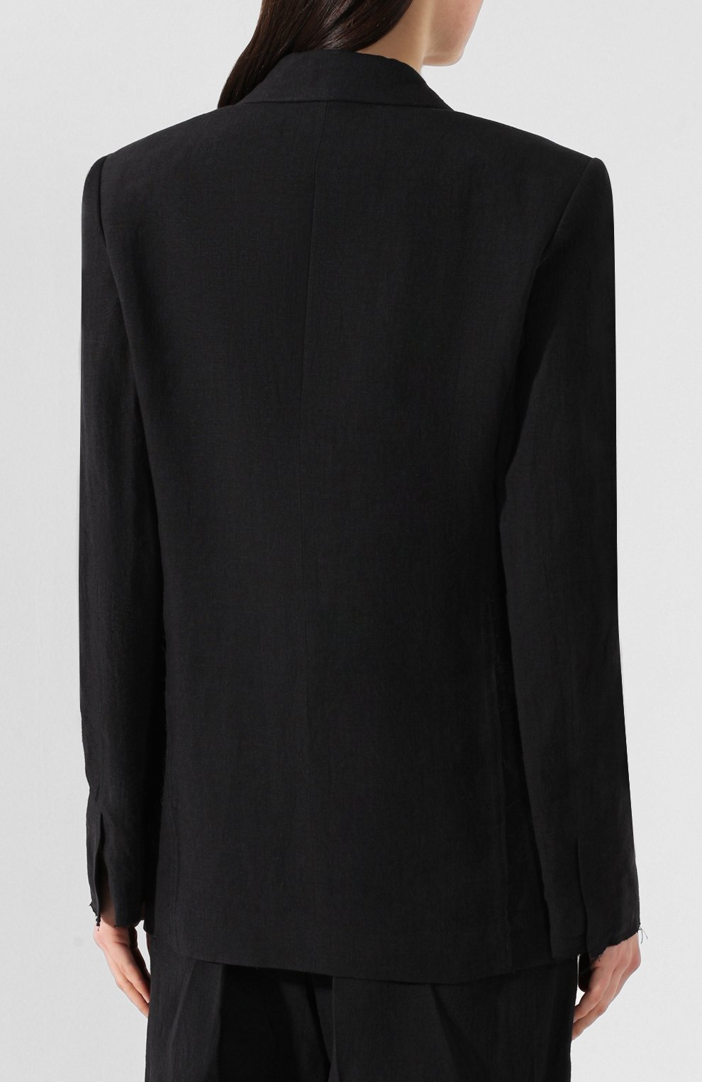 Льняной жакет YOHJI YAMAMOTO черного цвета по цене 74450 руб., арт. YZ-J44-330, фото 4 Льняной жакет YOHJI YAMAMOTO, арт. YZ-J44-330, фото 4