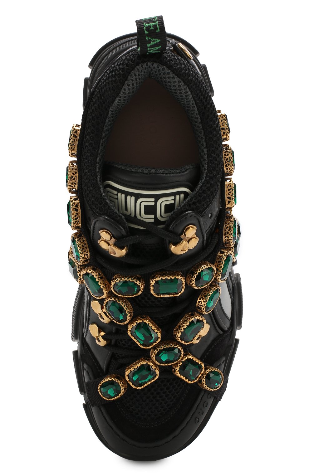 Комбинированные кроссовки flashtrek с отделкой кристаллами GUCCI, арт. 537153/GGZ50, фото 5