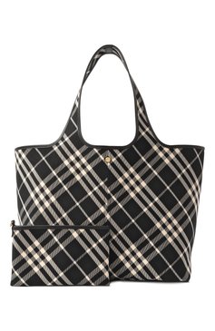Женская сумка-тоут BURBERRY черно-белого цвета, арт. 8093978 | Фото 8 (Материал: Текстиль; Драгоценные камни: Проставлено; Материал сплава: Проставлено; Размер: large)