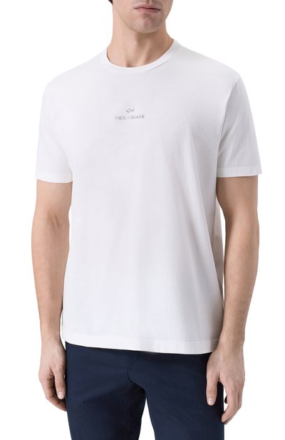 Хлопковая футболка PAUL&SHARK белого цвета по цене 19950 руб., арт. 26411040_001, фото 3 Хлопковая футболка PAUL&SHARK, арт. 26411040_001, фото 3
