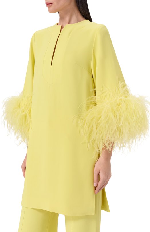 Топ с отделкой перьями Elie Saab T0292ERC26/CD023 Жёлтый  T0292ERC26/CD023 Фото 3