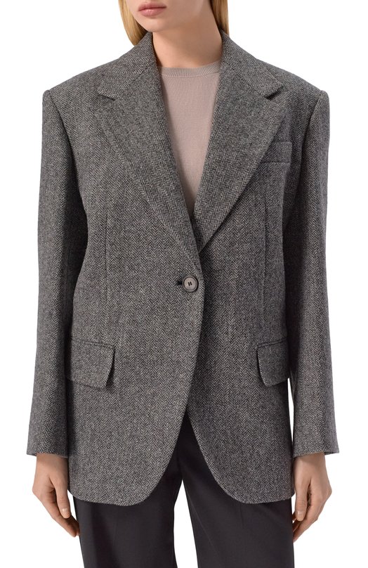 Шерстяной жакет Weekend Max Mara TR0NT0 Серый  TR0NT0 Фото 3