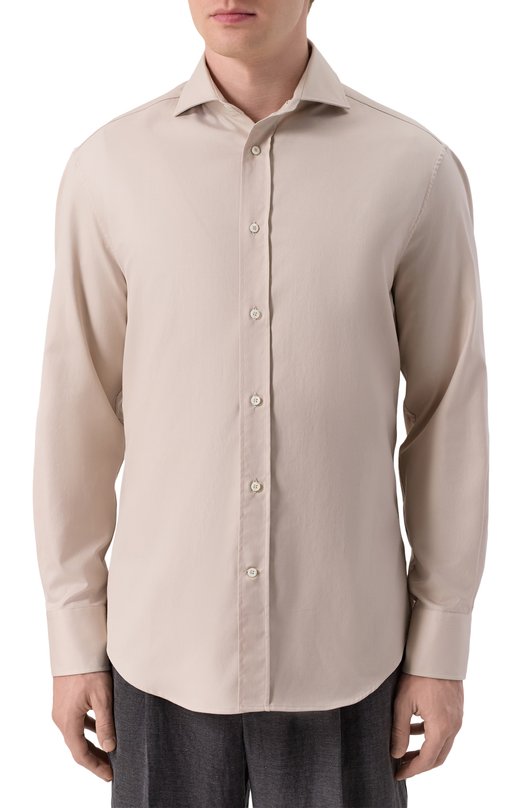 Хлопковая сорочка Brunello Cucinelli MW6041718 Бежевый  MW6041718 Фото 3